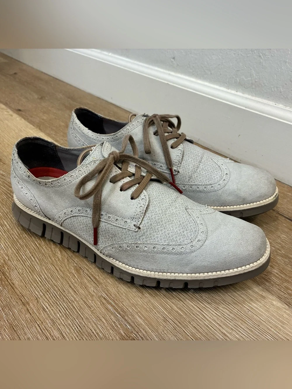 Cole Haan ZERØGRAND Wingtip Oxford Shoes Light Gray Men’s Size 11 M